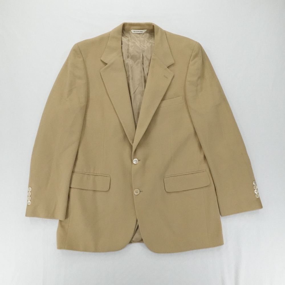 Bloomingdales Blazer Mens 42 Beige Pure Cashmere Two Button Sport Coat Luxury